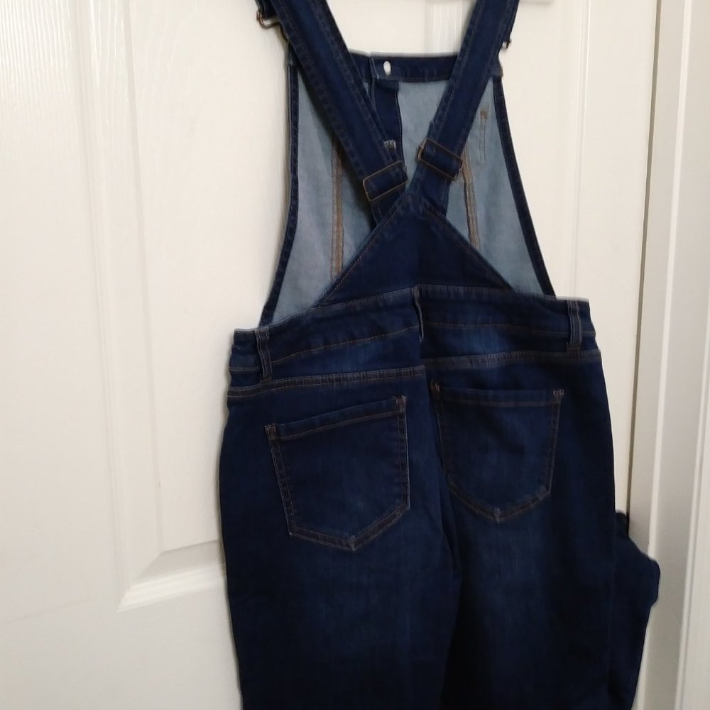 Wax Women's Juniors Ankle Length Skinny Leg Denim Overalls - Picture 7 of 14